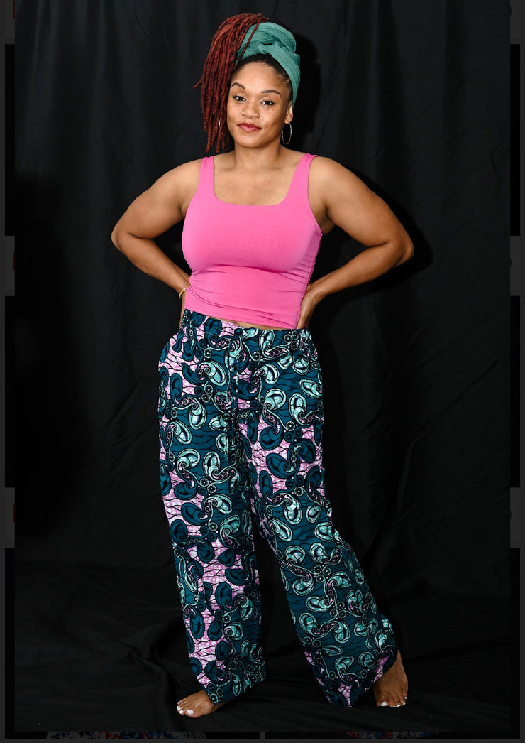 Gabon Teal and pink prints Pants