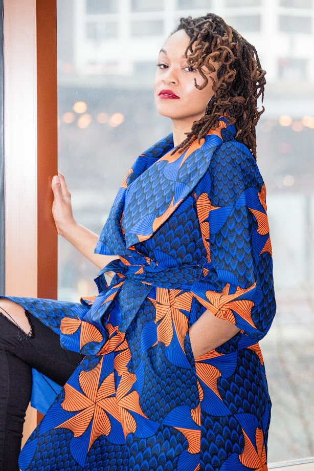 Lagos Coat/ Dress- Blue Orange