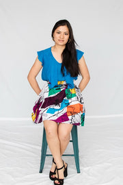 Bola Mini Skirt- Busy water color