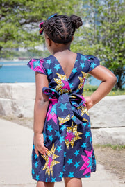 Ijora Girl Dress- Blue star Dress