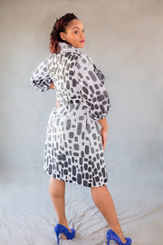 Lagos Coat dress - White and Black (Many dots pattern)