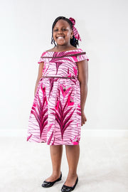Sophia Girl dress- Pink base flower pattern