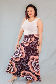 Bisi Maxi Skirt- Brown Big flower