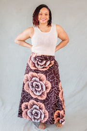 Bisi Maxi Skirt- Brown Big flower