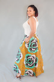 Bose Maxi Skirt- Green Big flower