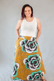 Bose Maxi Skirt- Green Big flower