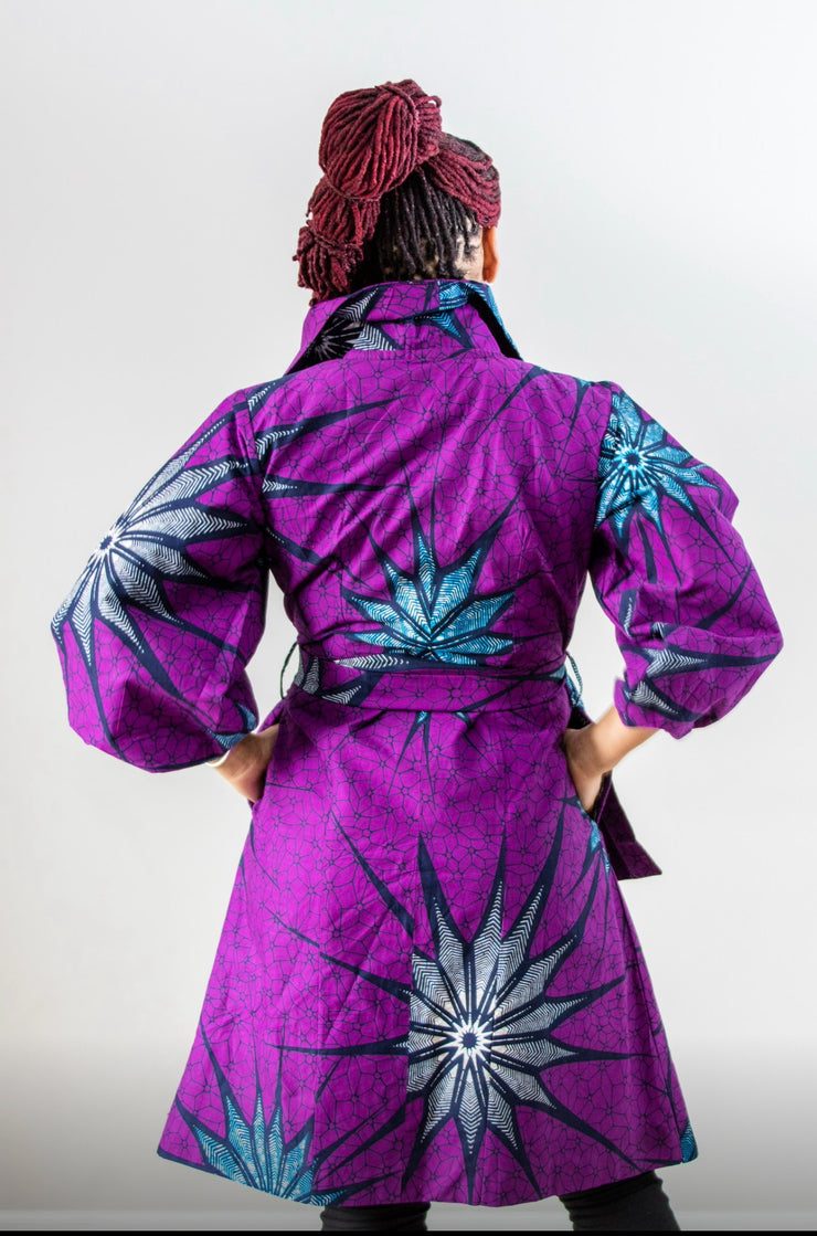 New Lagos Coat/ Dress- Purple Grey Star
