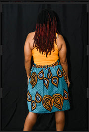 New 2023- Joke Gather Skirt -Teal and yellow