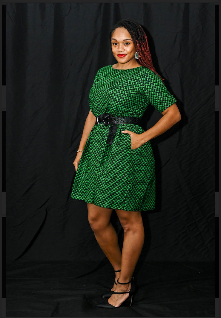 New 2023- Pero Gather dress in Green Fish scale.