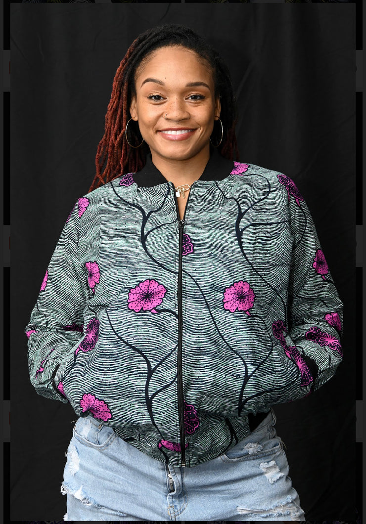 Eke Pink flower Bomber Jacket - New Stock