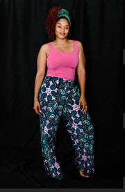 Gabon Teal and pink prints Pants