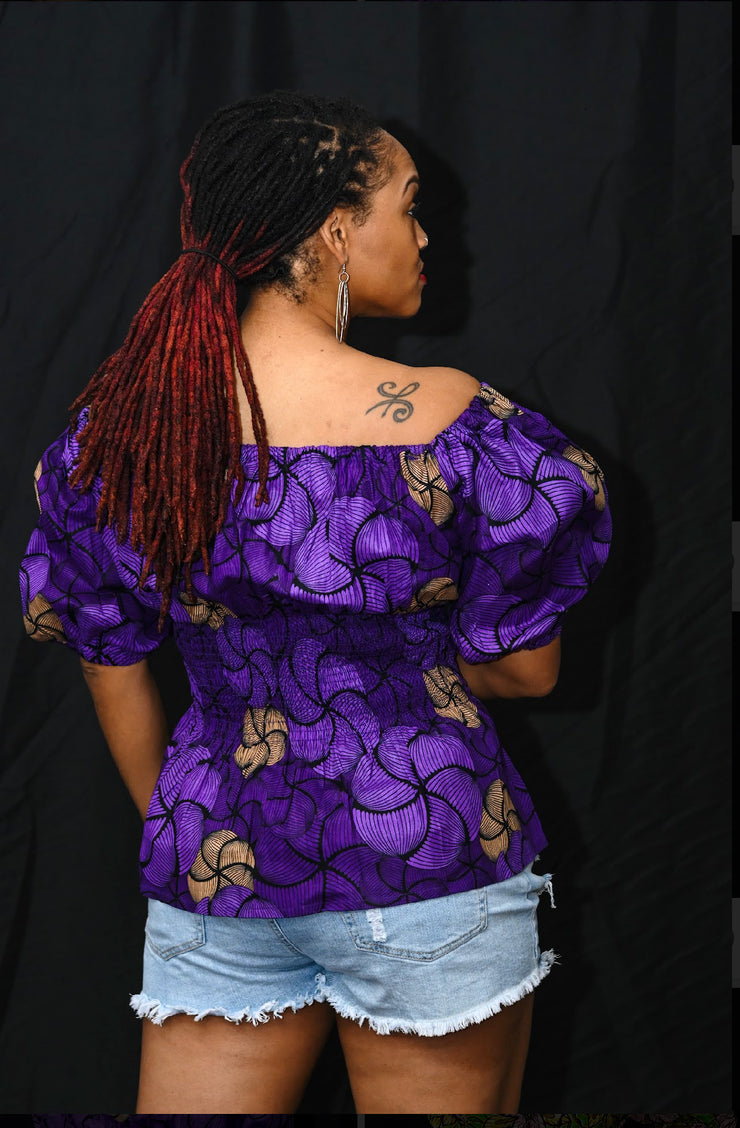 New 2023- Bayo Top- Smoked off the shoulder top Purple