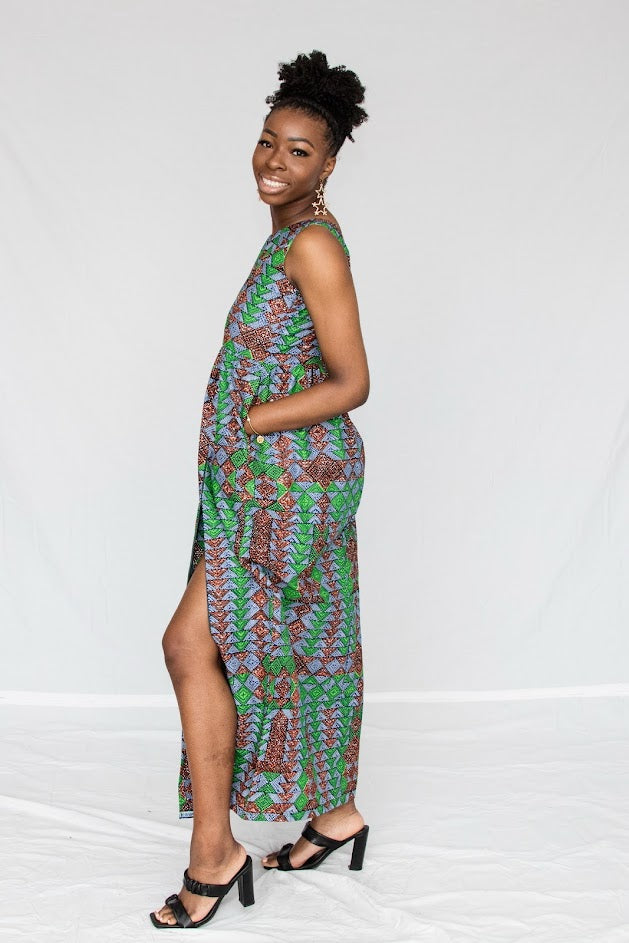 Titi Maxi Dress- Green and gold