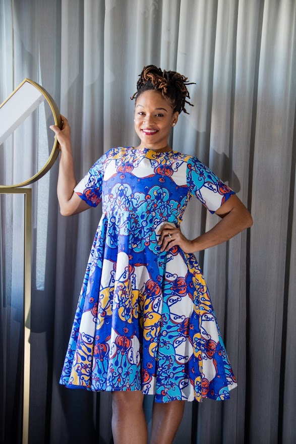 Makurdi Dress - White and blue flower dress