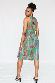 Busayo Dress- smocked front midi dress