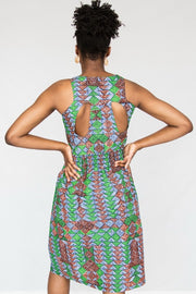 Busayo Dress- smocked front midi dress