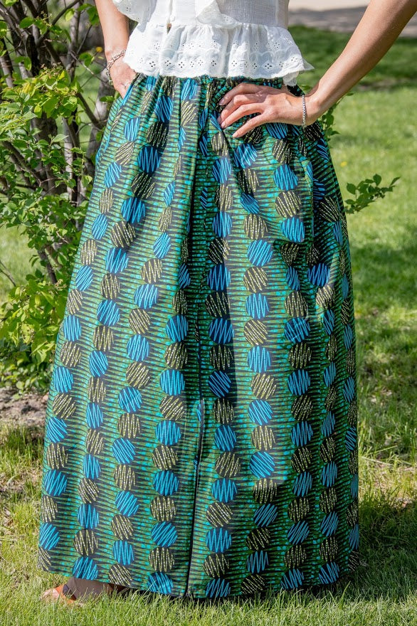 Epe Maxi Skirt- Green pattern Long Skirt – AdeOriCloset