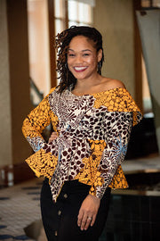 Sagamu Peplum Top -Asymmetric  off shoulder Flattering Fit