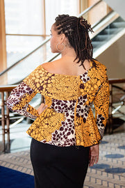 Sagamu Peplum Top -Asymmetric  off shoulder Flattering Fit