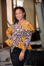 Sagamu Peplum Top -Asymmetric  off shoulder Flattering Fit