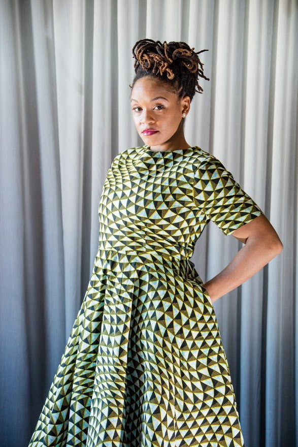 Iperu Dress -Green water pattern