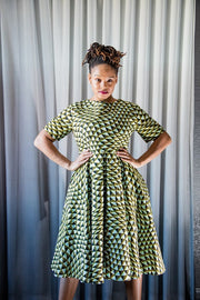 Iperu Dress -Green water pattern