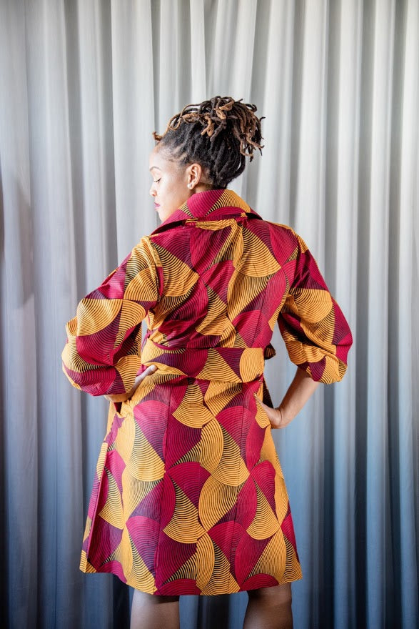 Lagos Coat/ Dress- Red/Orange