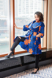 Lagos Coat/ Dress- Blue Orange