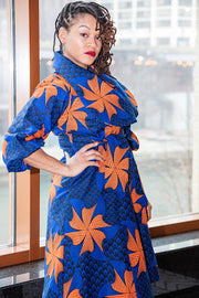 Lagos Coat/ Dress- Blue Orange