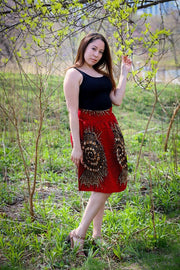 Asaba Gathered Skirt-Red and gold
