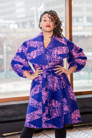 Lagos Coat/ Dress- Purple with head tie