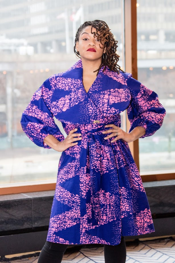 Lagos Coat/ Dress- Purple with head tie