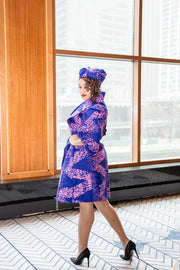 Lagos Coat/ Dress- Purple with head tie