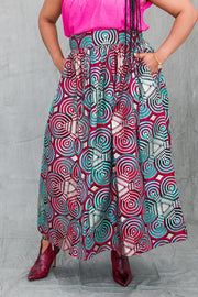 Agege Maxi Skirt- Pink and torqouise