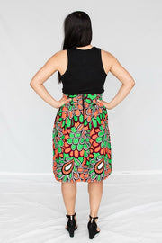 Ore Gathered Skirt- Orange and green