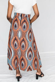 Yemi - Long Maxi skirt in Turquoise and orange