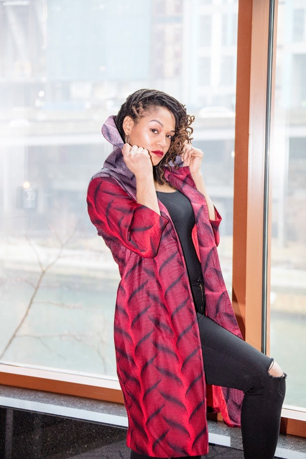 Apapa Jacket - Wine two tone