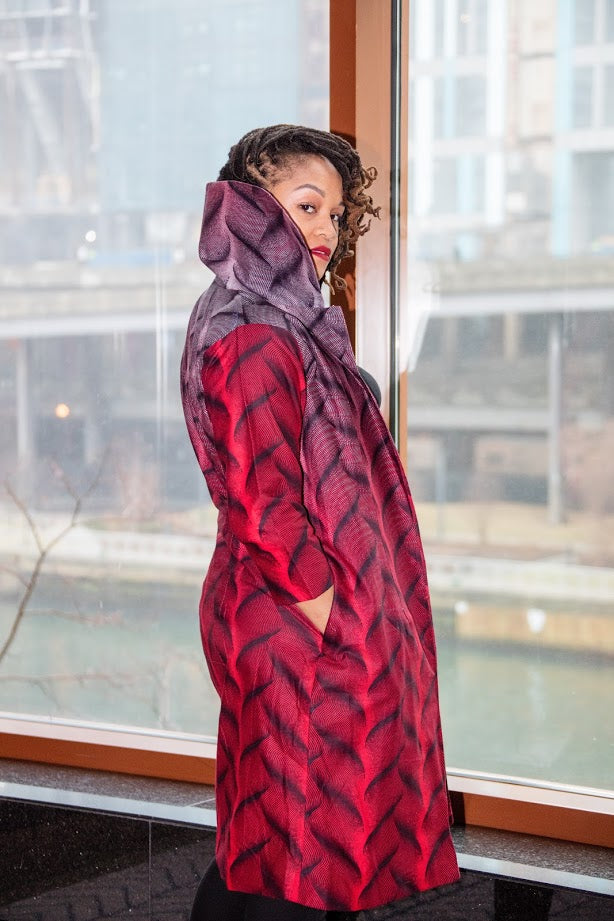 Apapa Jacket - Wine two tone