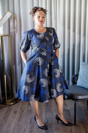 Taraba Zip Front Dress -Black and Blue