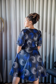 Taraba Zip Front Dress -Black and Blue