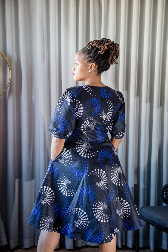 Taraba Zip Front Dress -Black and Blue
