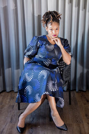Taraba Zip Front Dress -Black and Blue