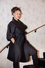 Lagos Coat/ Dress-Black Pattern