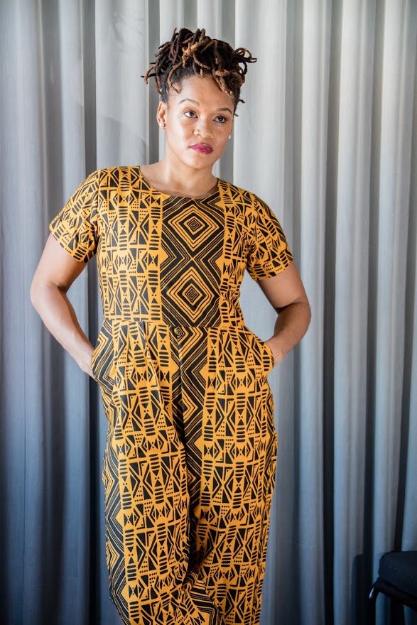 Kwara Jumpsuit- Gold and Black Art Work