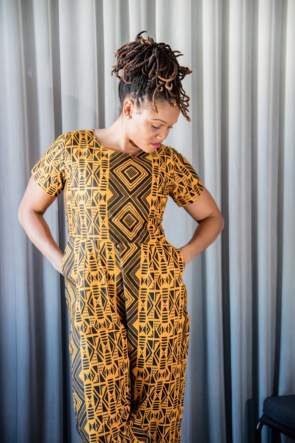 Kwara Jumpsuit- Gold and Black Art Work