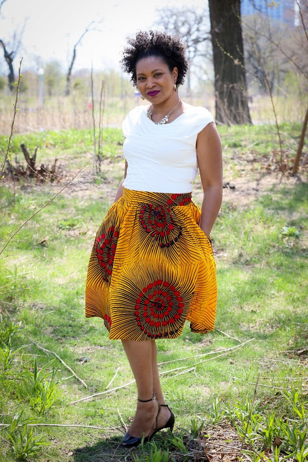 Kebbi  Gathered Skirt-Yellow and Red