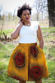 Kebbi  Gathered Skirt-Yellow and Red
