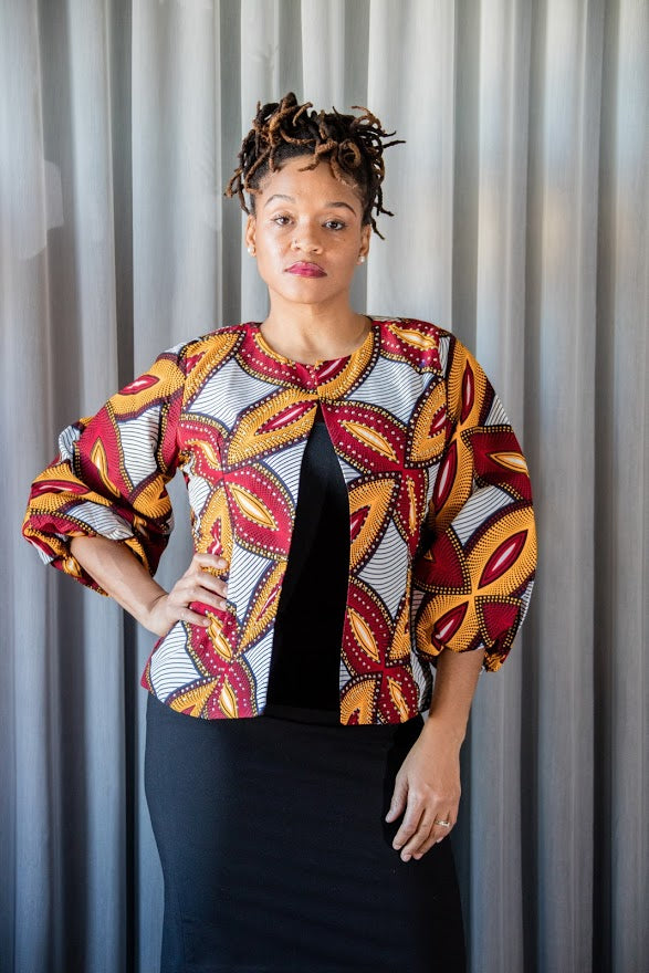 Lekki Jacket -Our classic Stoned  Front Jacket in White and Red